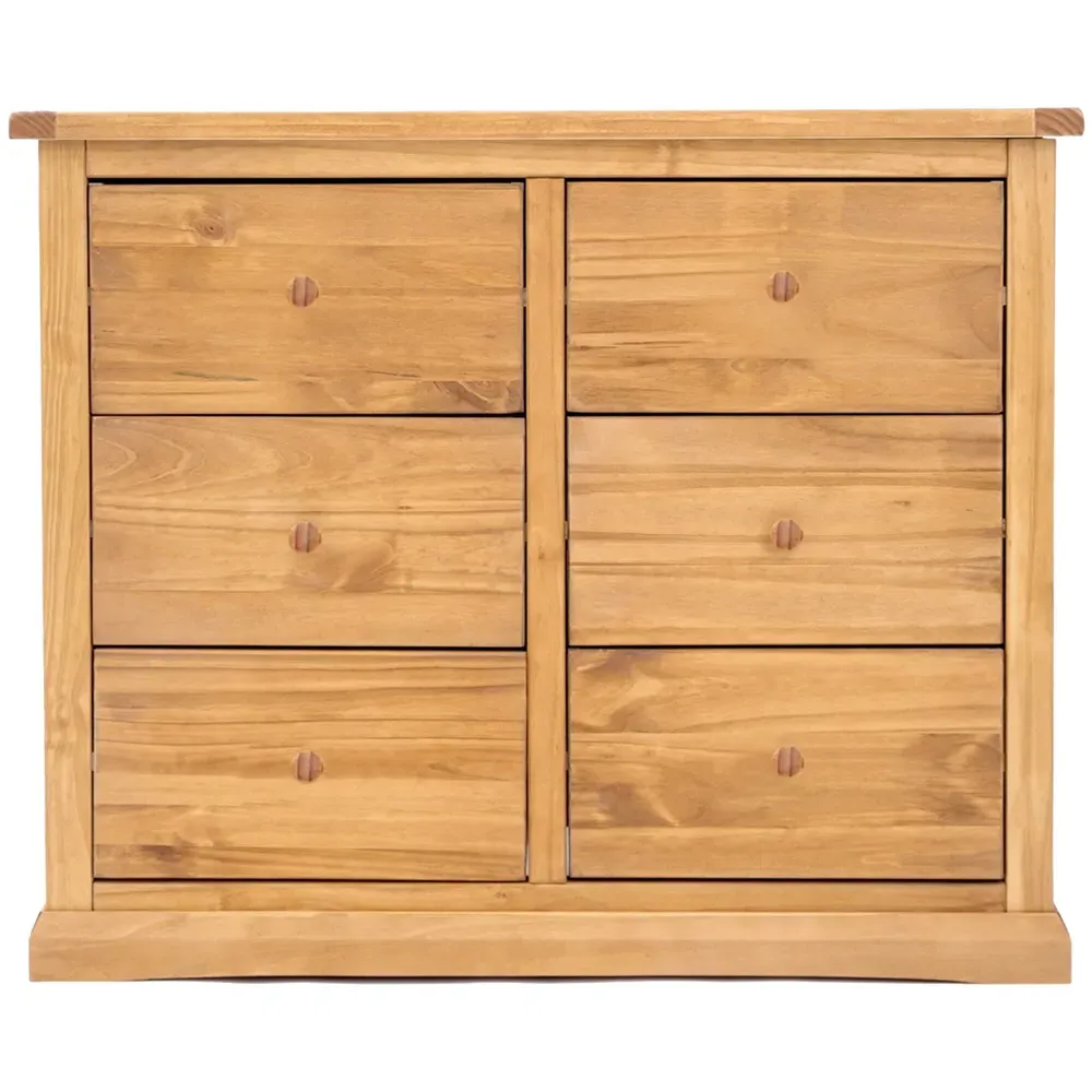 Lucca 6 Drawer Chest of Drawers - Brown, Pine Wood