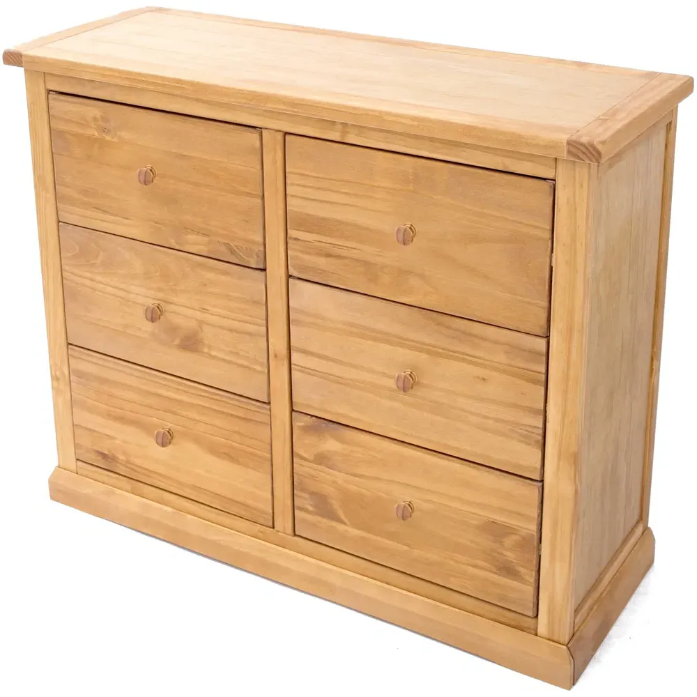 Lucca 6 Drawer Chest of Drawers - Brown, Pine Wood