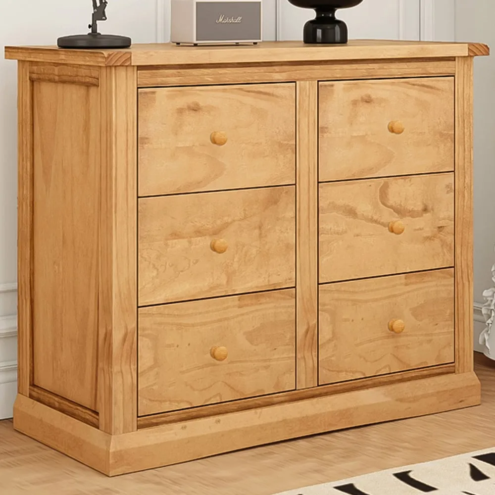 Lucca 6 Drawer Chest of Drawers - Brown, Pine Wood