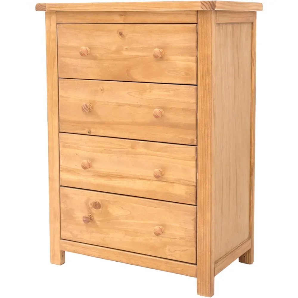 Lugo 4 Drawer Chest of Drawers - Brown, Pine Wood