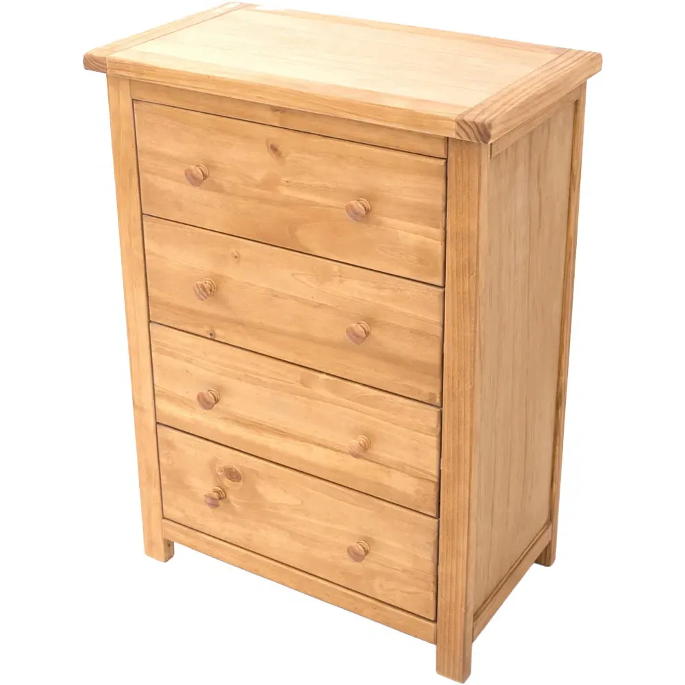 Lugo 4 Drawer Chest of Drawers - Brown, Pine Wood