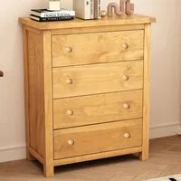 Lugo 4 Drawer Chest of Drawers - Brown, Pine Wood
