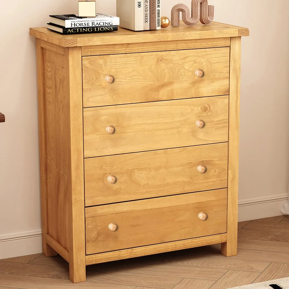Lugo 4 Drawer Chest of Drawers - Brown, Pine Wood image