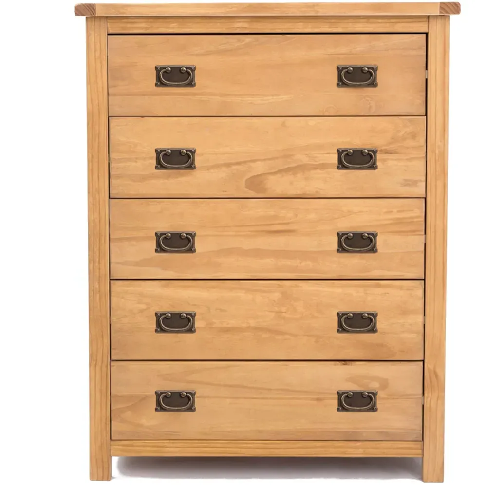 Lugo 5 Drawer Chest of Drawers - Brown, Pine