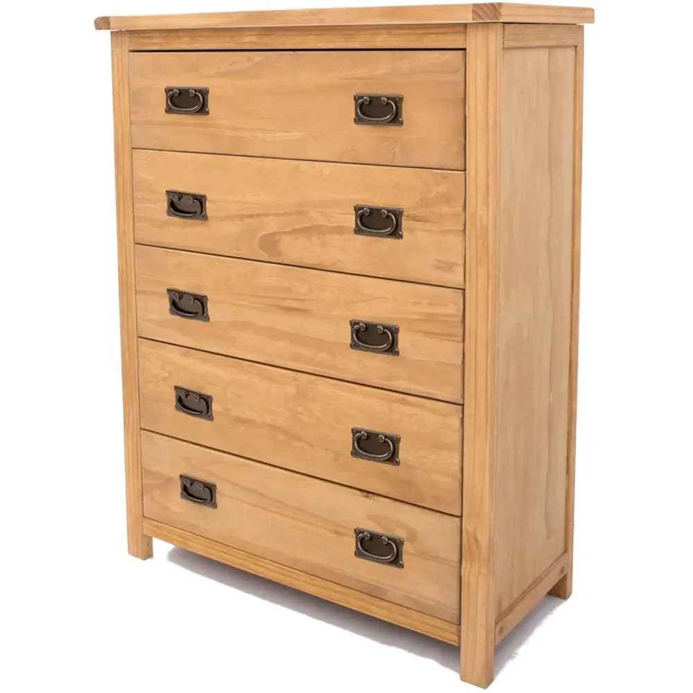 Lugo 5 Drawer Chest of Drawers - Brown, Pine
