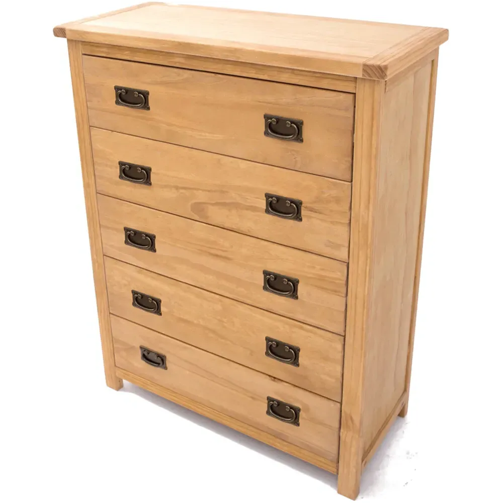 Lugo 5 Drawer Chest of Drawers - Brown, Pine