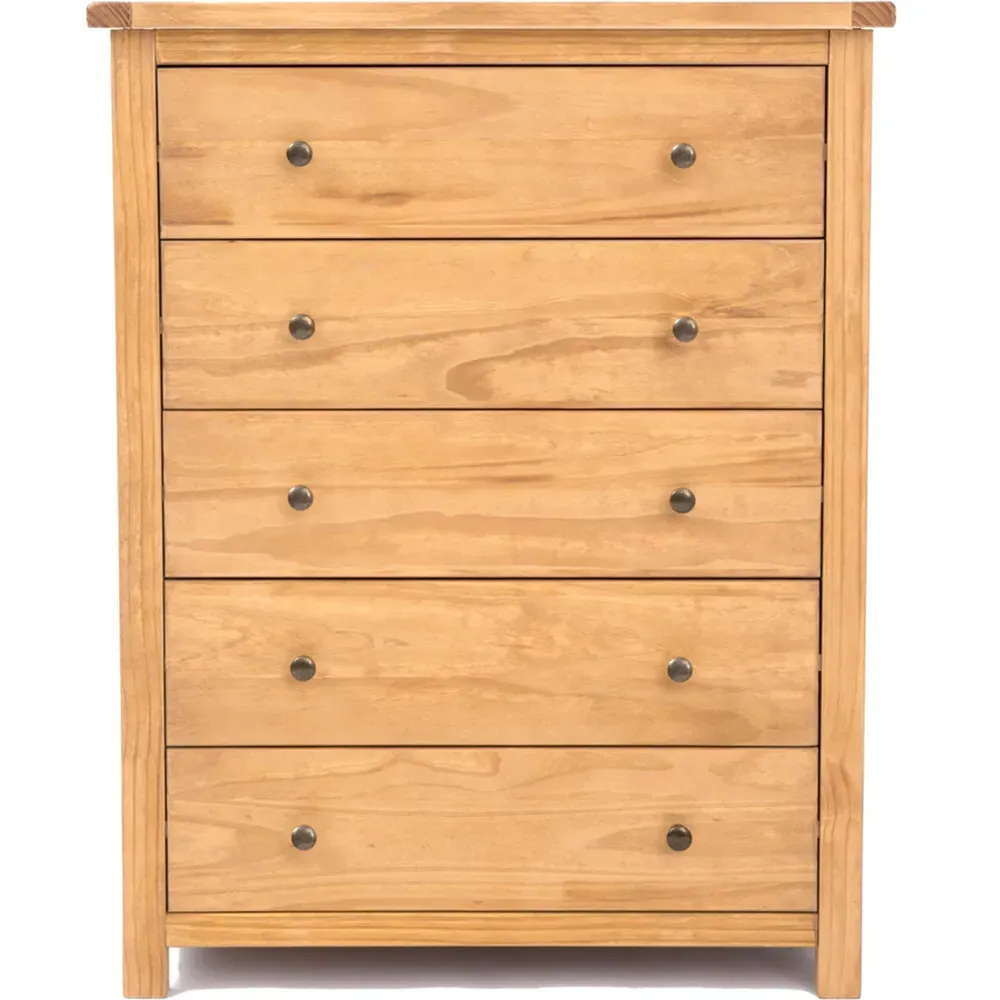Lugo 5 Drawer Chest of Drawers - Brown, Pine