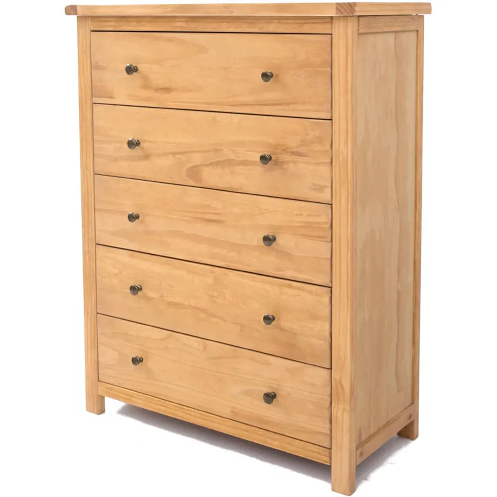 Lugo 5 Drawer Chest of Drawers - Brown, Pine