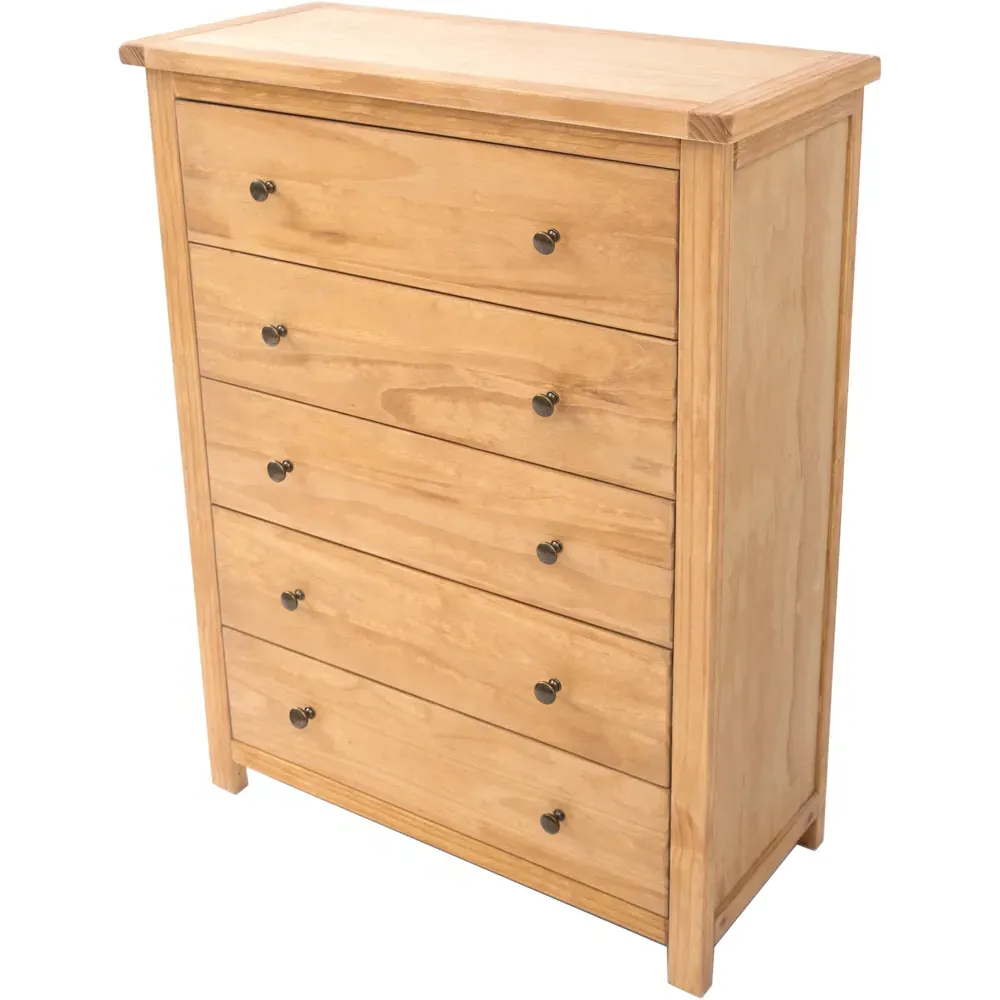 Lugo 5 Drawer Chest of Drawers - Brown, Pine