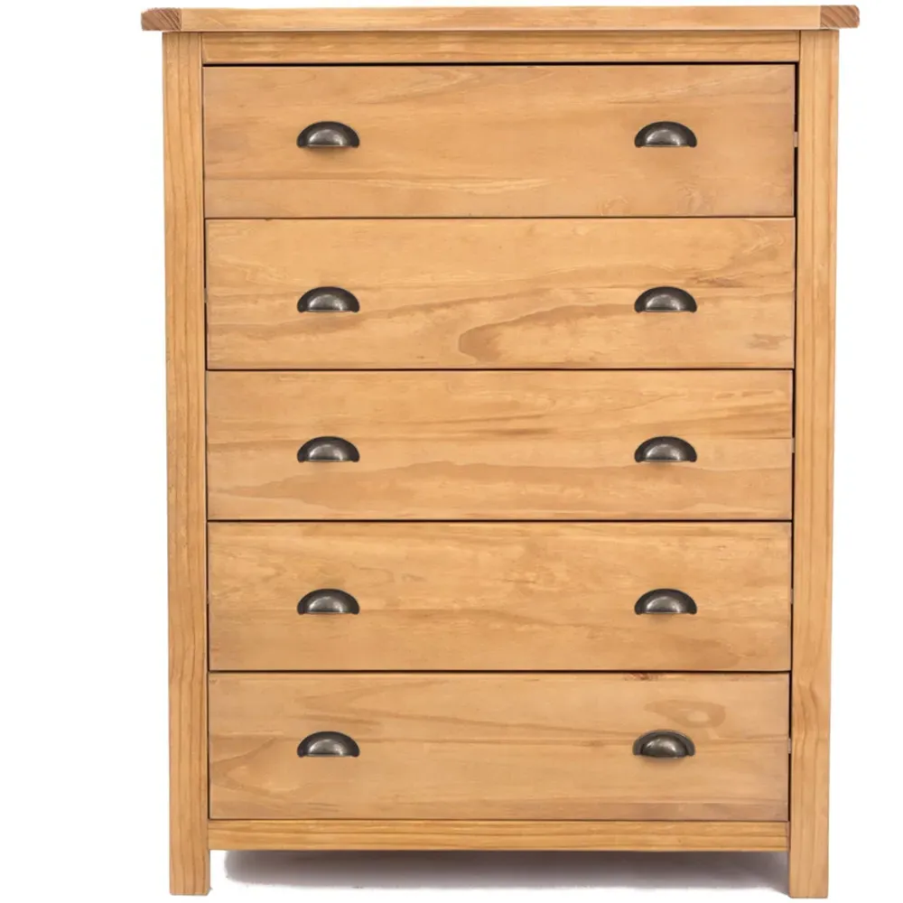 Lugo 5 Drawer Chest of Drawers - Brown, Pine