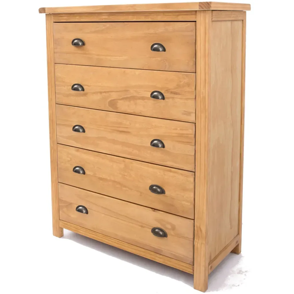 Lugo 5 Drawer Chest of Drawers - Brown, Pine