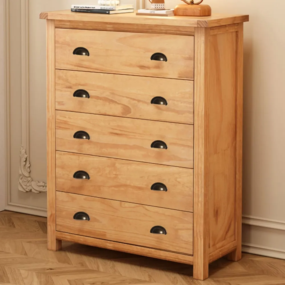Lugo 5 Drawer Chest of Drawers - Brown, Pine image