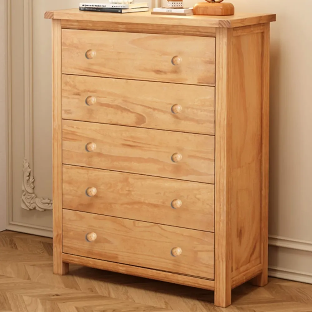 Lugo 5 Drawer Chest of Drawers - Brown, Pine Wood image