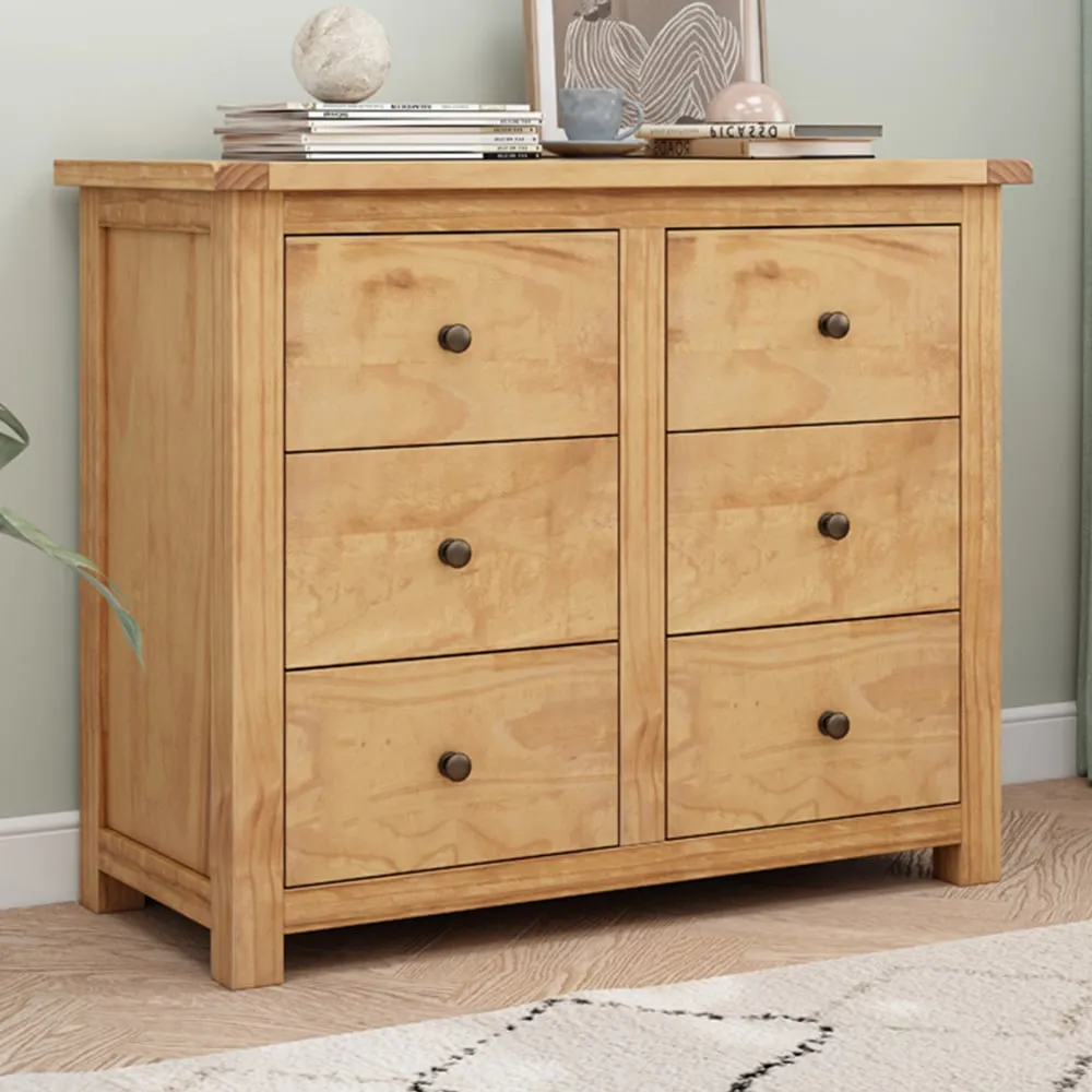 Lugo 6 Drawer Chest of Drawers - Brown, Pine