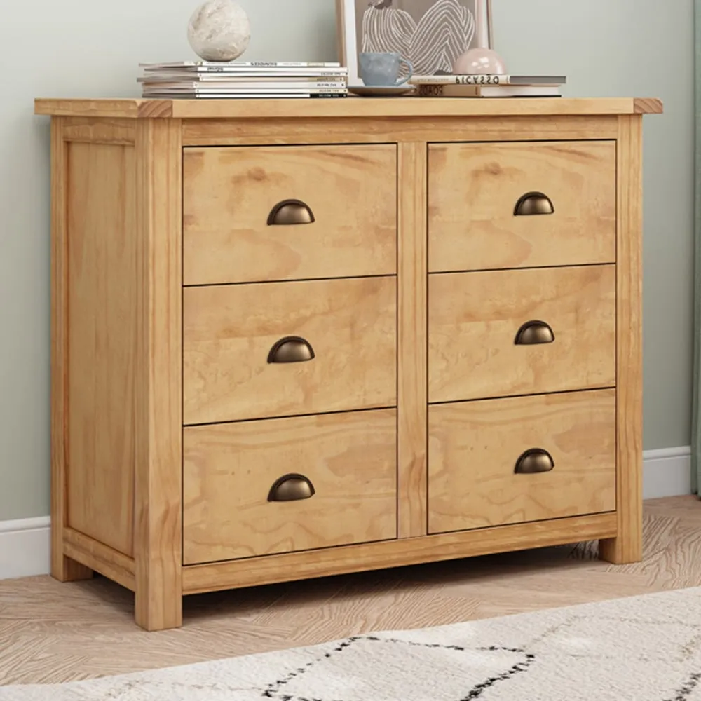 Lugo 6 Drawer Chest of Drawers - Brown, Pine