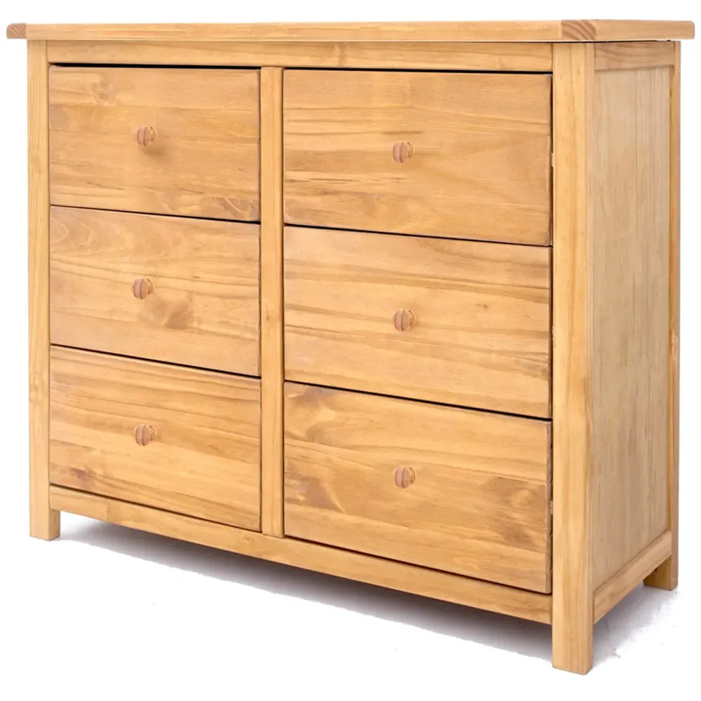 Lugo 6 Drawer Chest of Drawers - Brown, Pine Wood