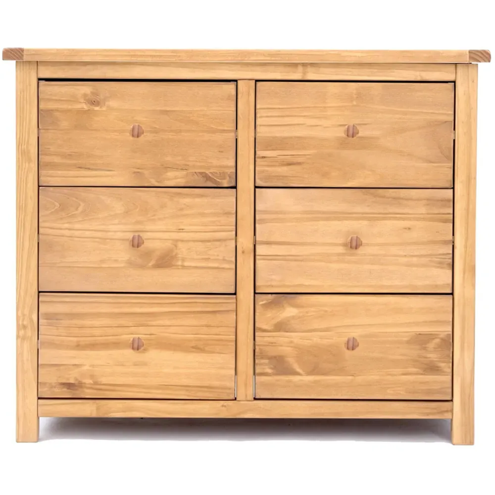 Lugo 6 Drawer Chest of Drawers - Brown, Pine Wood