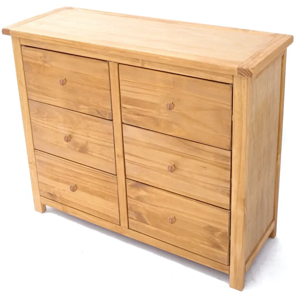 Lugo 6 Drawer Chest of Drawers - Brown, Pine Wood