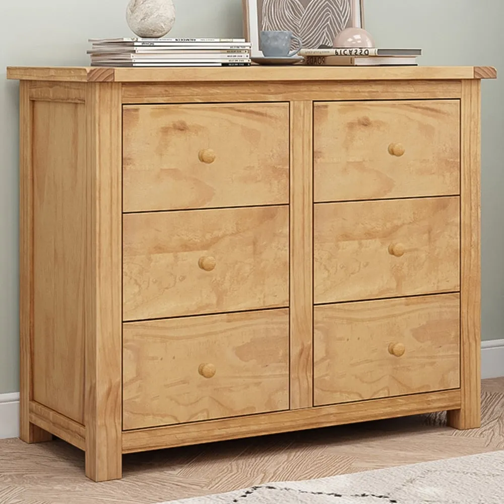 Lugo 6 Drawer Chest of Drawers - Brown, Pine Wood