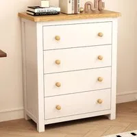 Maggiori 4 Drawer Chest of Drawers - Off White, Pine Wood