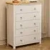 Maggiori 5 Drawer Chest of Drawers - White, Pine Wood