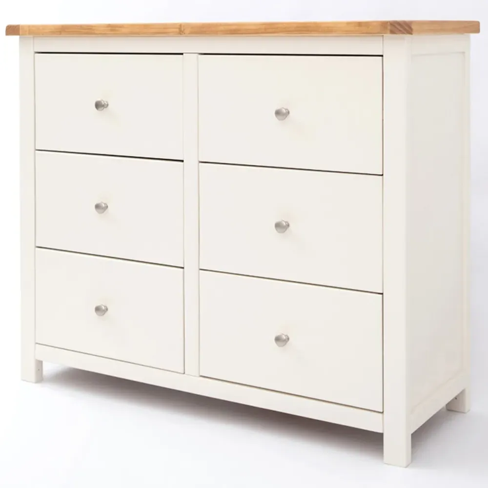 Maggiori 6 Drawer Chest of Drawers - White, Pine