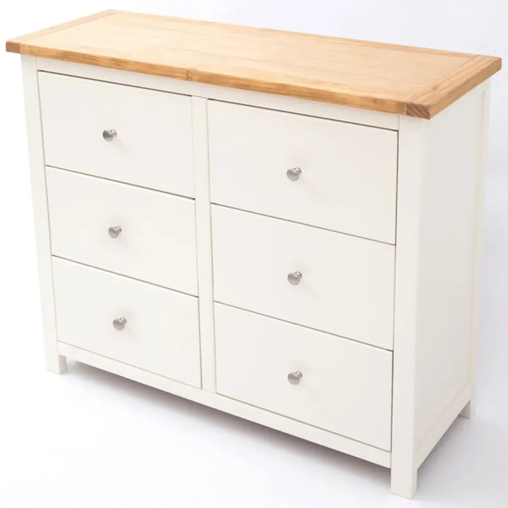 Maggiori 6 Drawer Chest of Drawers - White, Pine