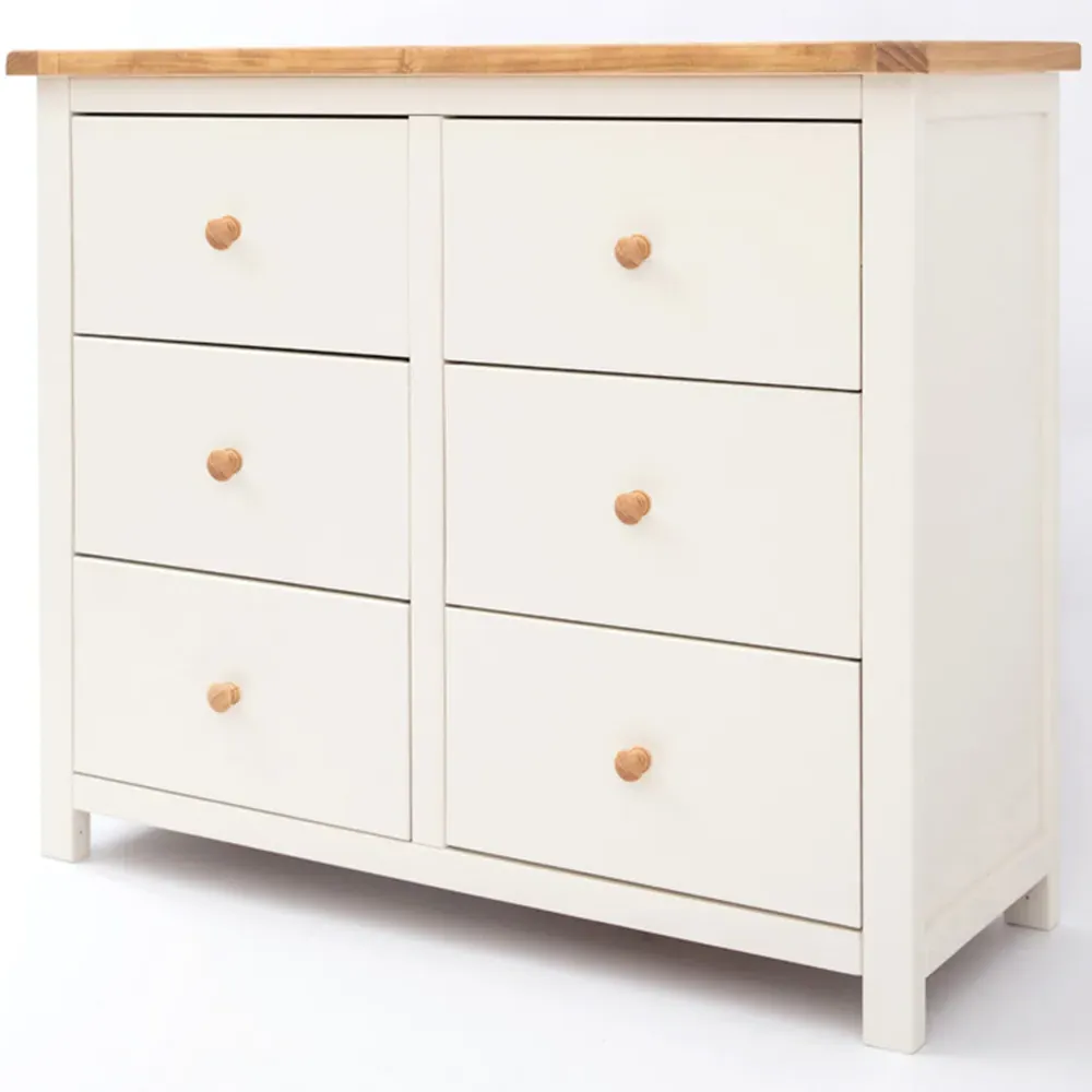 Maggiori 6 Drawer Chest of Drawers - White, Pine Wood
