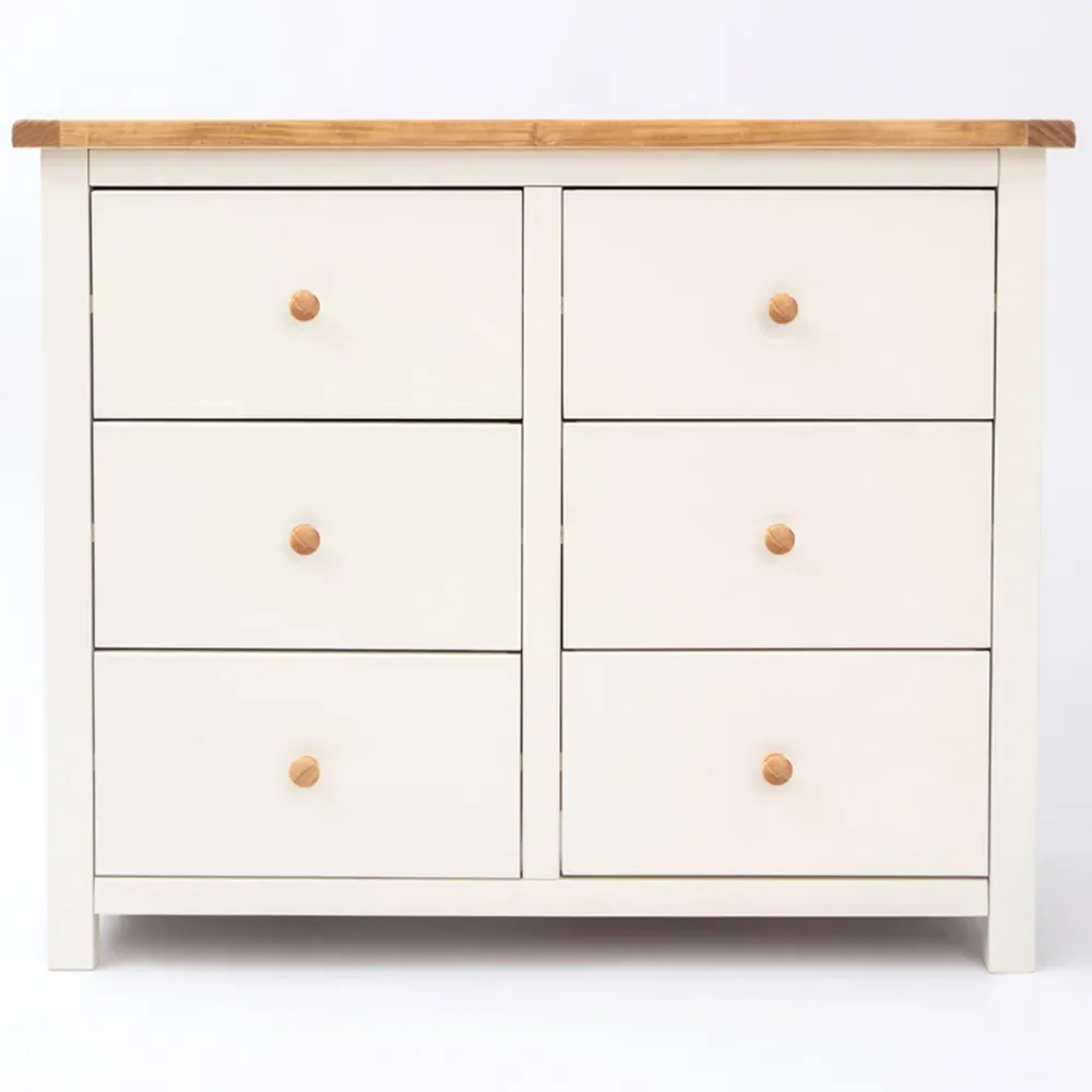 Maggiori 6 Drawer Chest of Drawers - White, Pine Wood