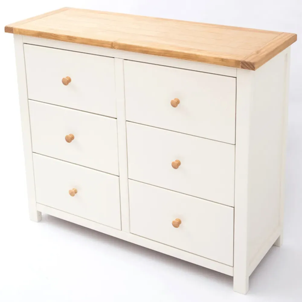 Maggiori 6 Drawer Chest of Drawers - White, Pine Wood
