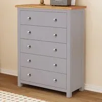 Mirano 5 Drawer Chest of Drawers - Grey