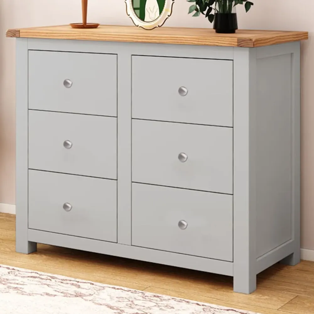 Mirano 6 Drawer Chest of Drawers - Grey