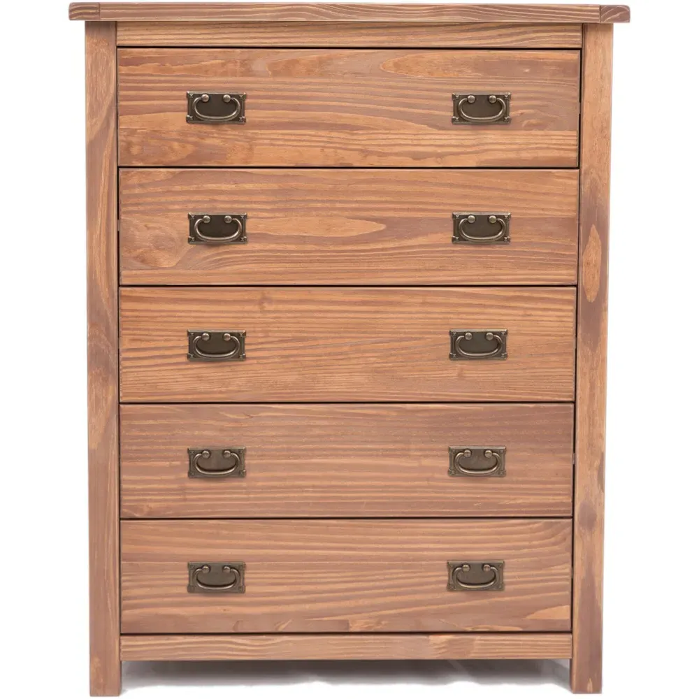 Padua 5 Drawer Chest of Drawers - Brown, Pine