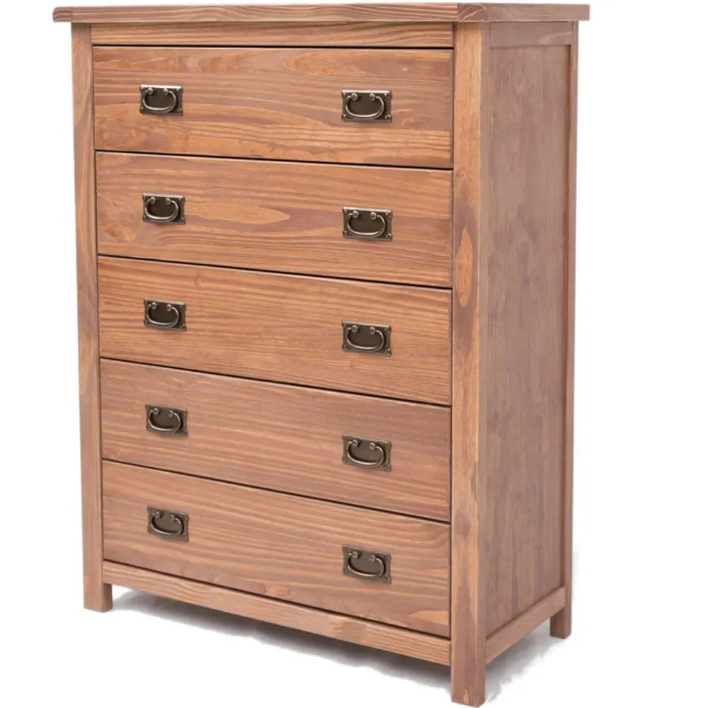 Padua 5 Drawer Chest of Drawers - Brown, Pine
