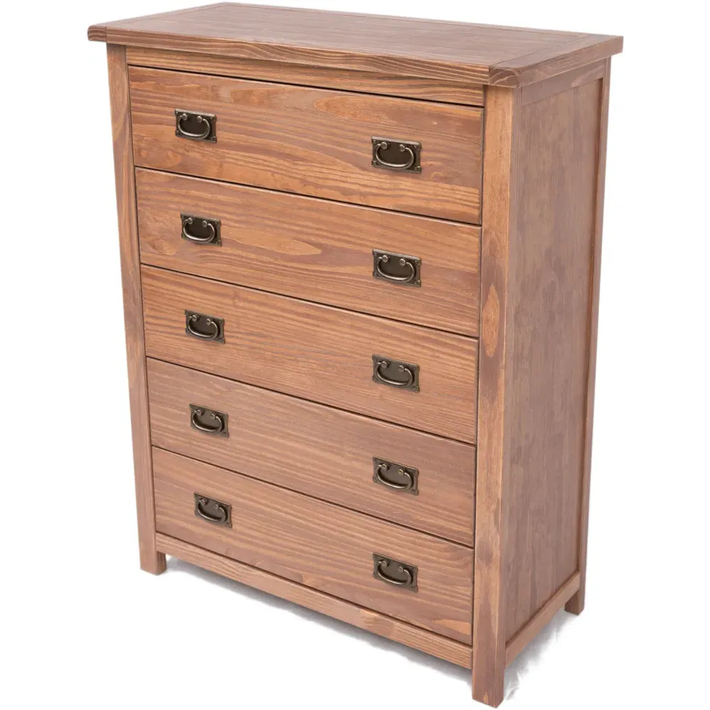 Padua 5 Drawer Chest of Drawers - Brown, Pine