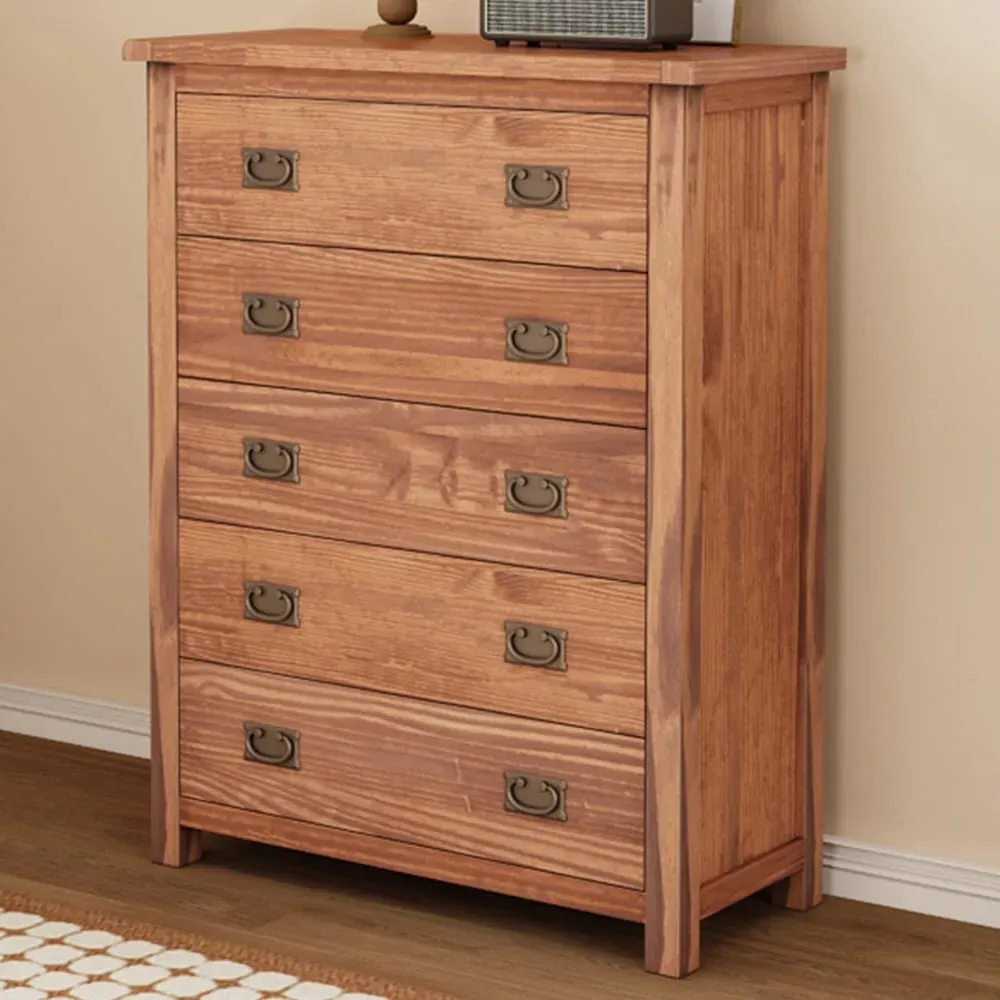 Padua 5 Drawer Chest of Drawers - Brown, Pine image