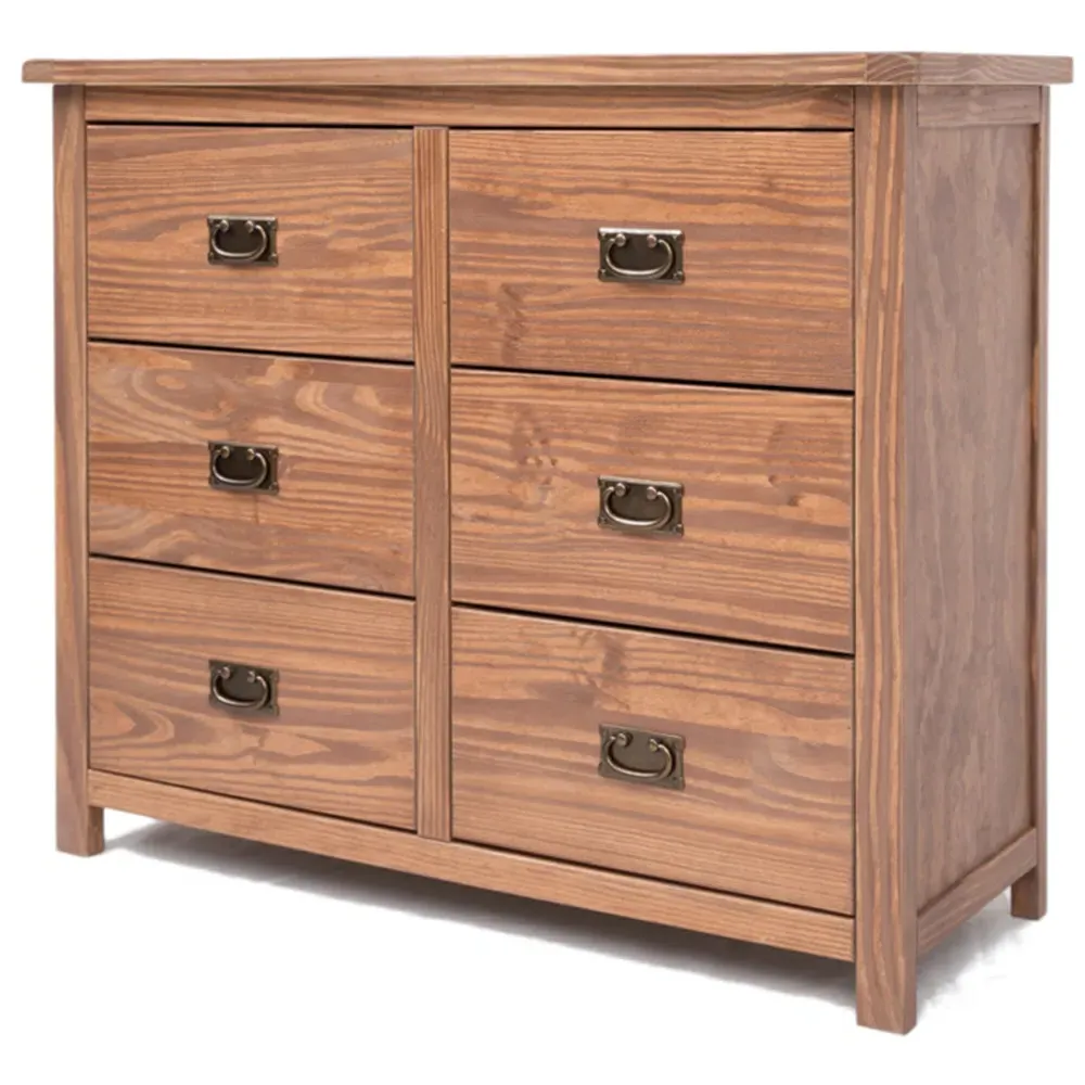 Padua 6 Drawer Chest of Drawers - Brown, Pine