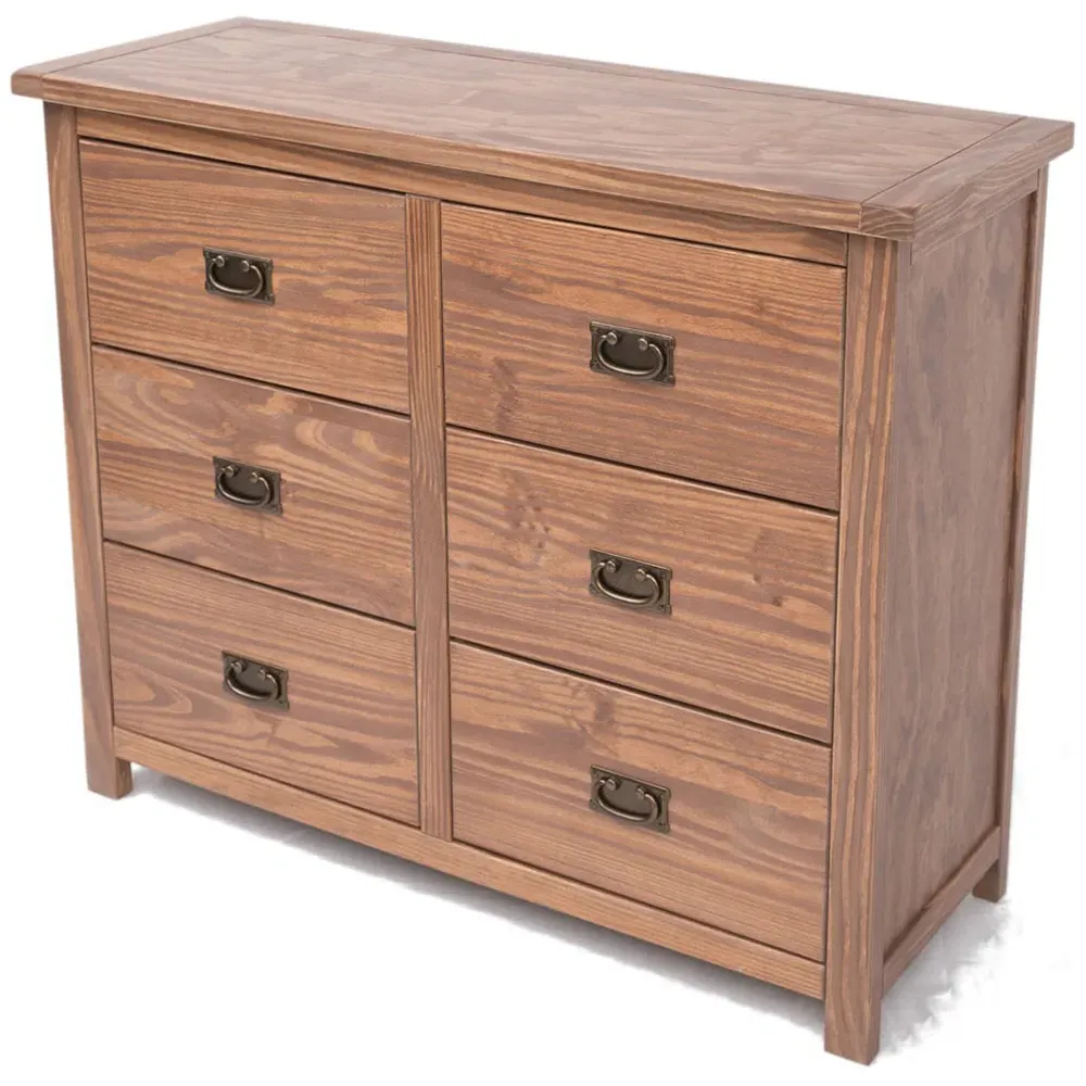 Padua 6 Drawer Chest of Drawers - Brown, Pine