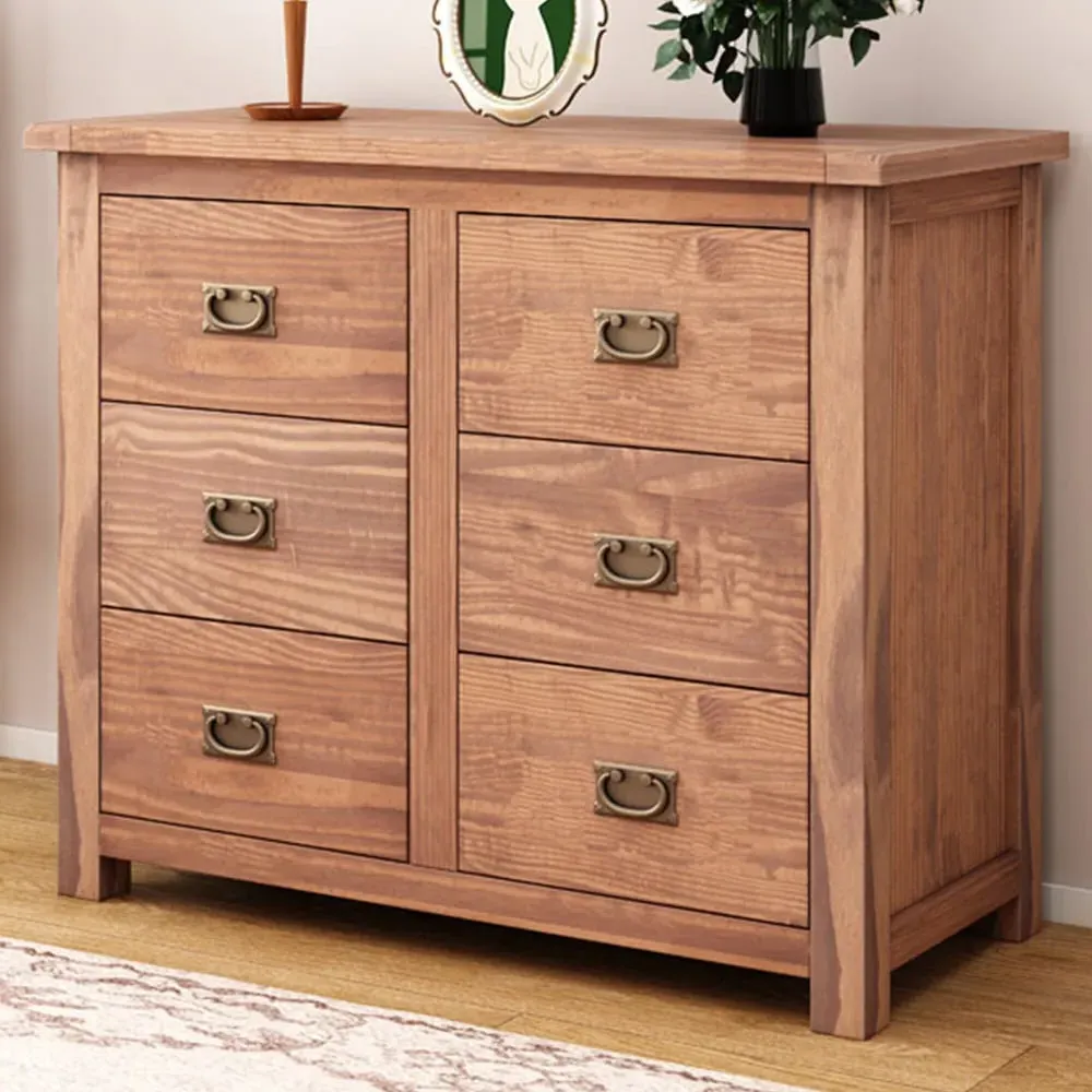 Padua 6 Drawer Chest of Drawers - Brown, Pine