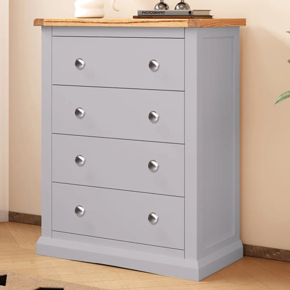 Rocca 4 Drawer Chest of Drawers - Grey, Solid Wood image