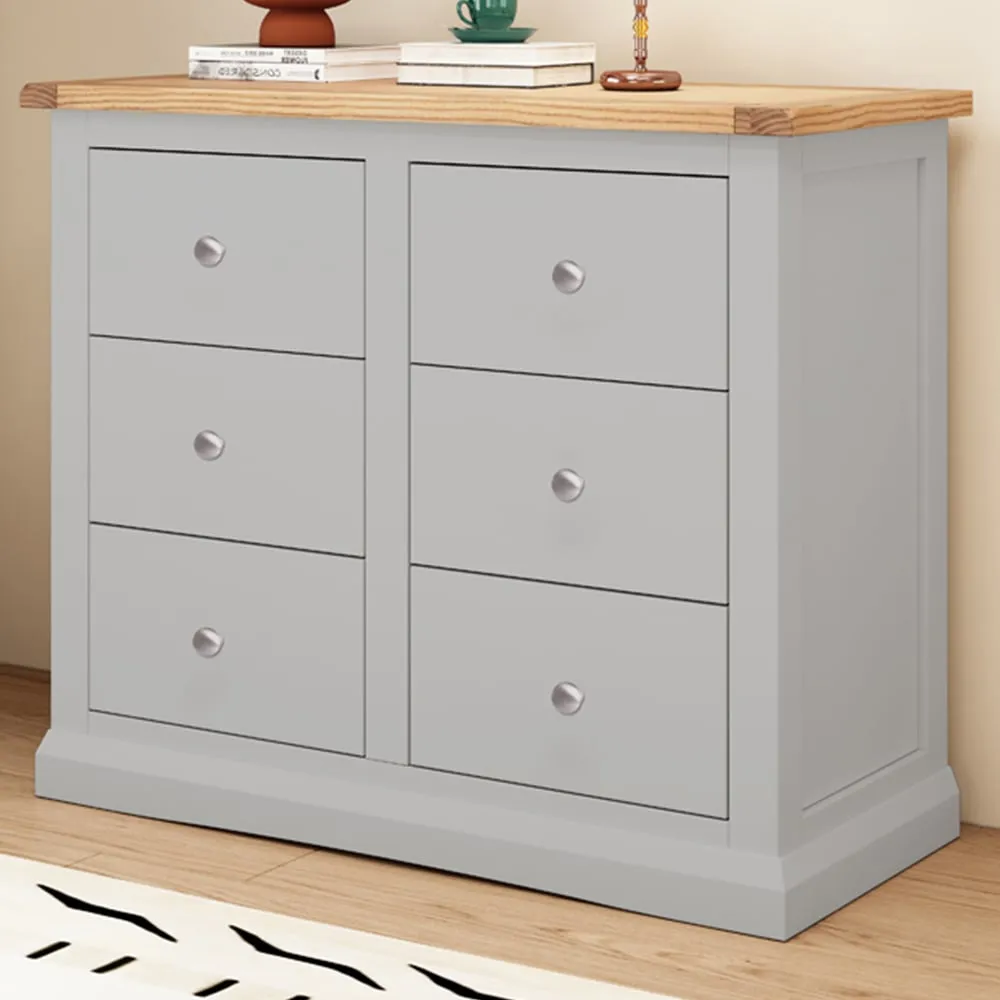 Rocca 6 Drawer Chest of Drawers - Grey, Solid Wood