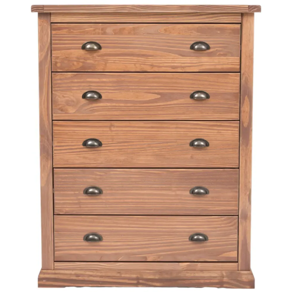 Tirolo 5 Drawer Chest of Drawers - Brown, Pine
