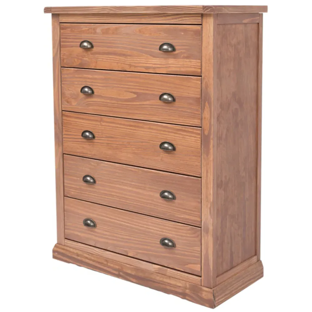 Tirolo 5 Drawer Chest of Drawers - Brown, Pine
