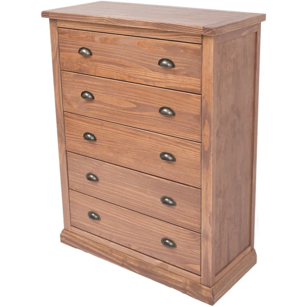 Tirolo 5 Drawer Chest of Drawers - Brown, Pine