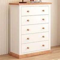 Trevi 5 Drawer Chest of Drawers - White, Pine Wood