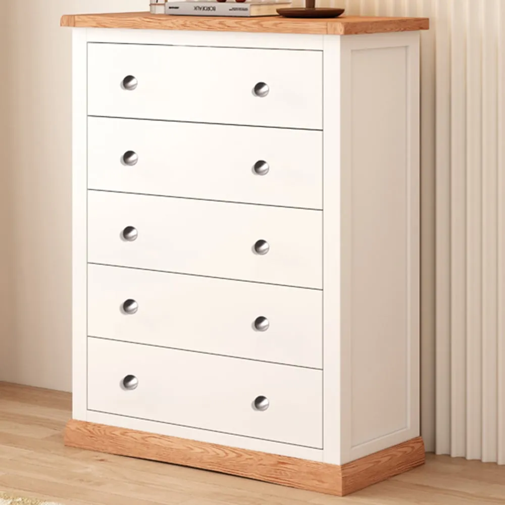 Trevi 5 Drawer Chest of Drawers - White, Pine image
