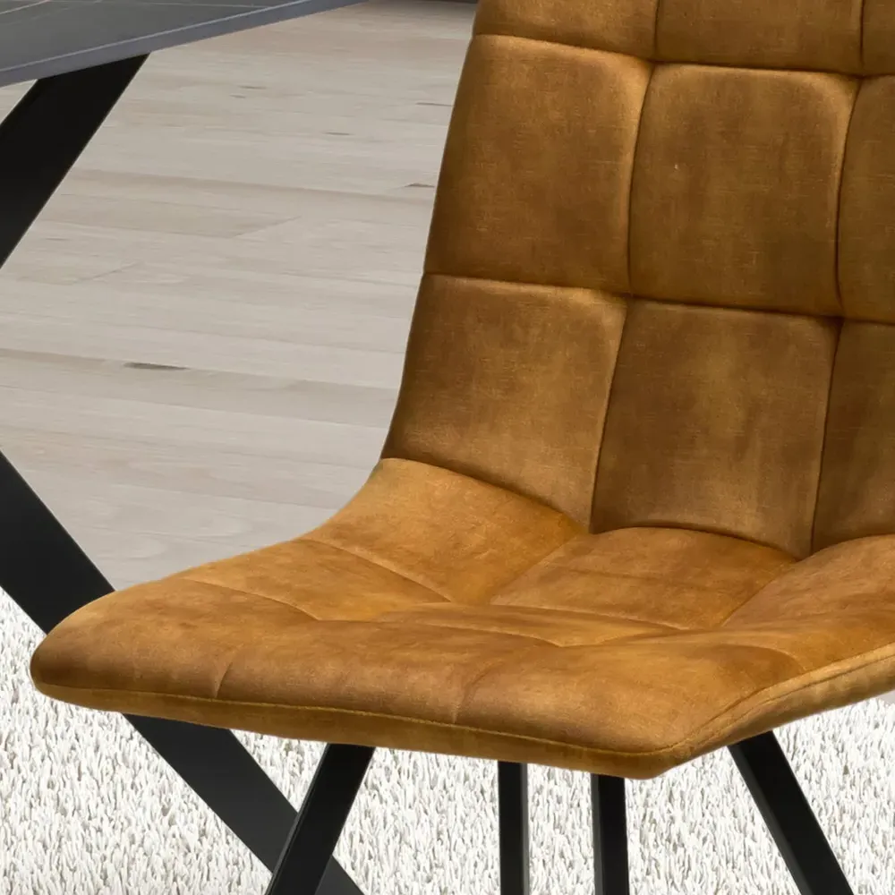 Set of 4 Velvet Dining Chairs - Bronze