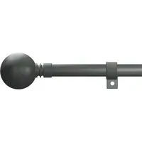 120-220cm Extendable Curtain Pole with Ball Finials - Grey, Metal