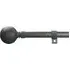 120-220cm Extendable Curtain Pole with Ball Finials - Grey, Metal
