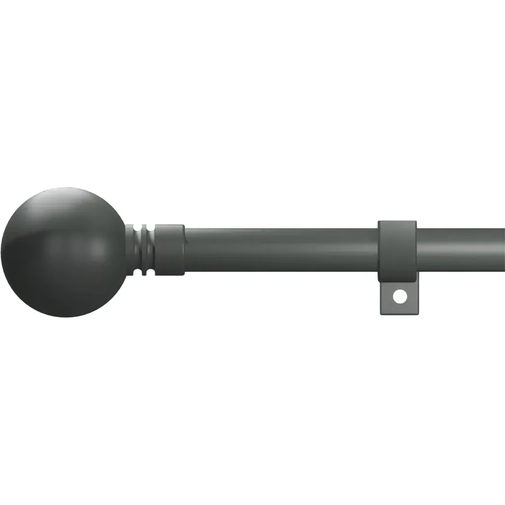 120-220cm Extendable Curtain Pole with Ball Finials - Grey, Metal